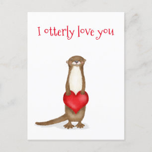 Je t'aime vraiment mignon loutre avec carte postal