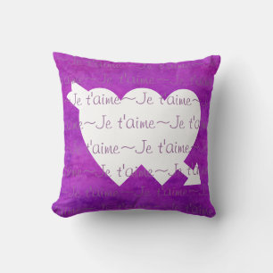 Je taime white HEARTS LILA Kissen