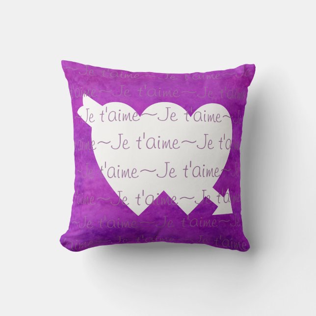 Je taime white HEARTS LILA Kissen (Vorderseite)