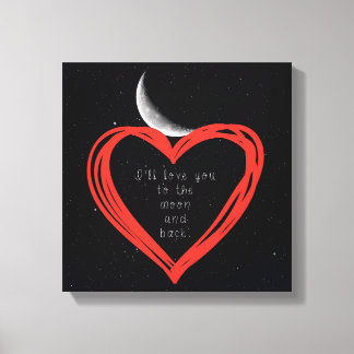 Je t'aimerai à la lune et à l'impression de toile
