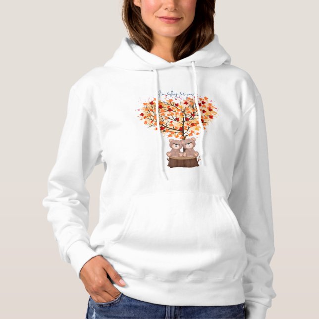 "Je tombe pour toi" sweat - shirt à capuche d'auto (Devant)