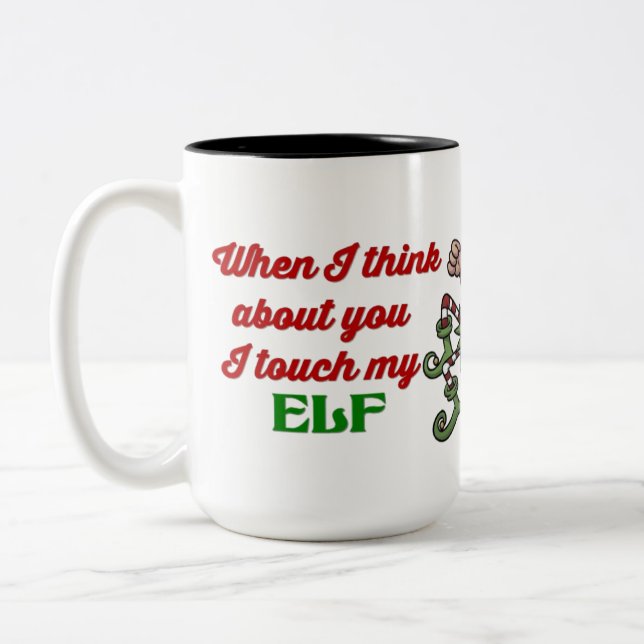 Je touche ma tasse d'humour de Noël d'Elf (Gauche)