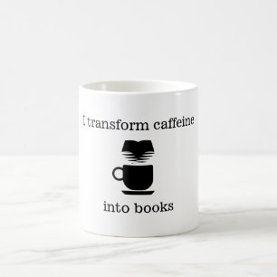 Je transforme la caféine en tasse de livres