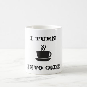 Je transforme le café en code sur la tasse de caf