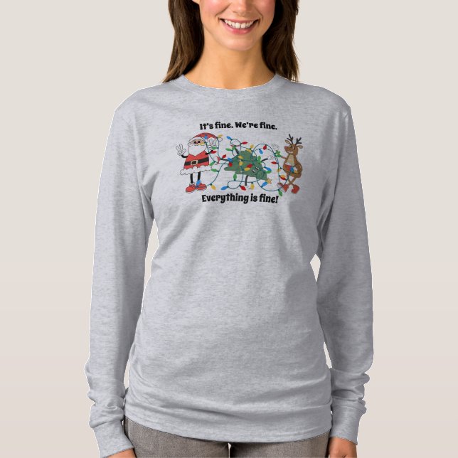 Je vais bien...Drôle T-shirt long manches de Noël (Devant)