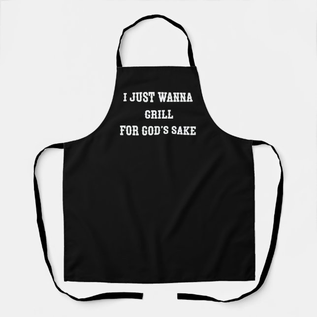 Je Veux Juste Grill Pour Le Bon Dieu tablier noir (Recto)