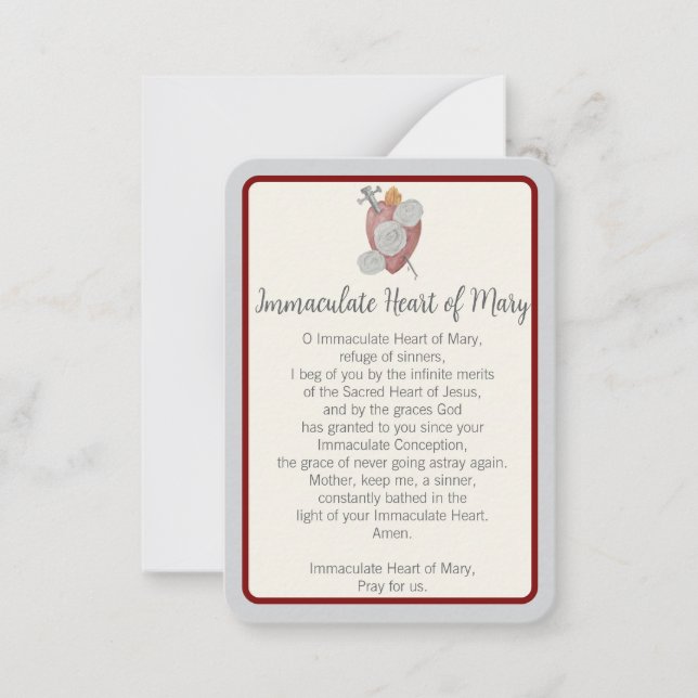 "Je vous ai prié aujourd'hui" Immaculé Carte pour  (Devant)