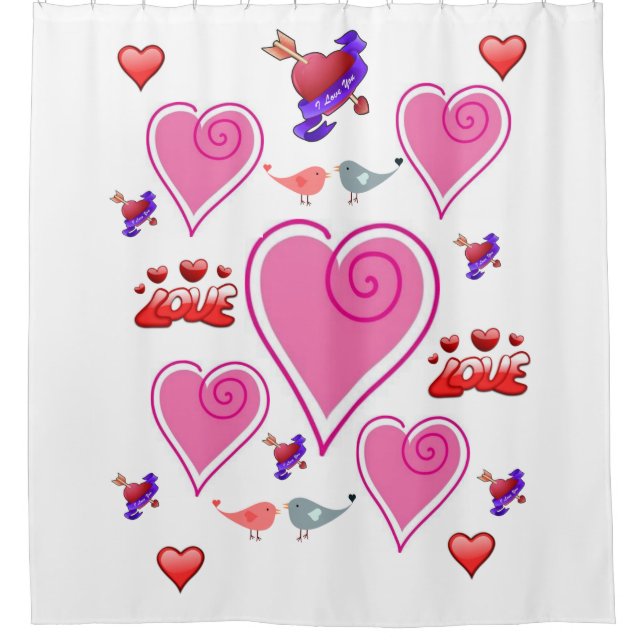 je vous aime coeur valentines jour douche rideau (Devant)