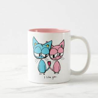 je vous aime - tasse de café bleue et rose de