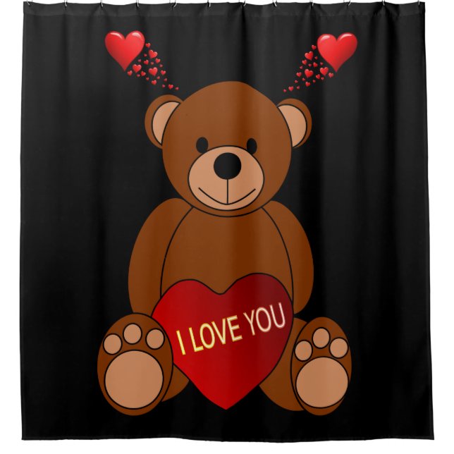 je vous aime teddy ours enfants douche rideau (Devant)