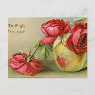 Je Vous Souhaite Joie Vintage Floral Carte Postale
