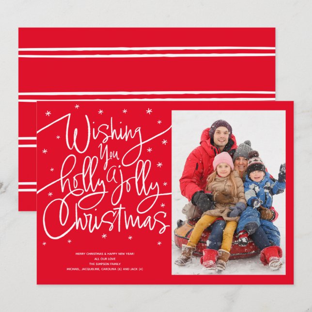 Je vous souhaite une carte de Noël Holly Jolly (Devant / Derrière)