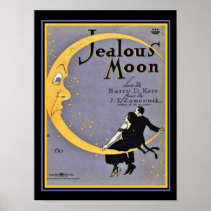 "Jealous Moon" Art Deco Sheet Music Cover 12 x 16 Poster