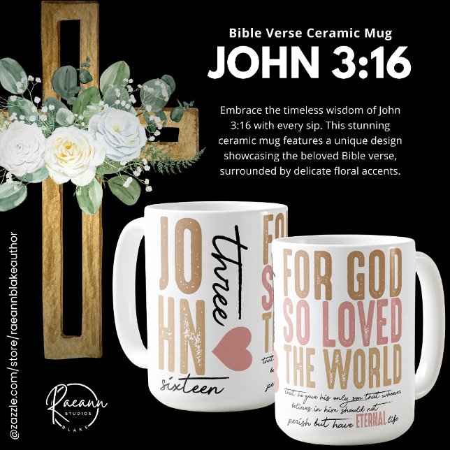 Jean 3:16 Bible Verse Céramique Mug (Créateur téléchargé)