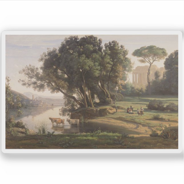 Jean-Baptiste-Camille Corot - Italienische Landsch Aufkleber (Vorderseite)