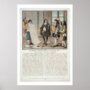 Jean Baptiste Colbert (1619-83) stellt die Karte v Poster