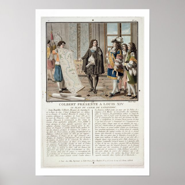 Jean Baptiste Colbert (1619-83) stellt die Karte v Poster (Vorne)