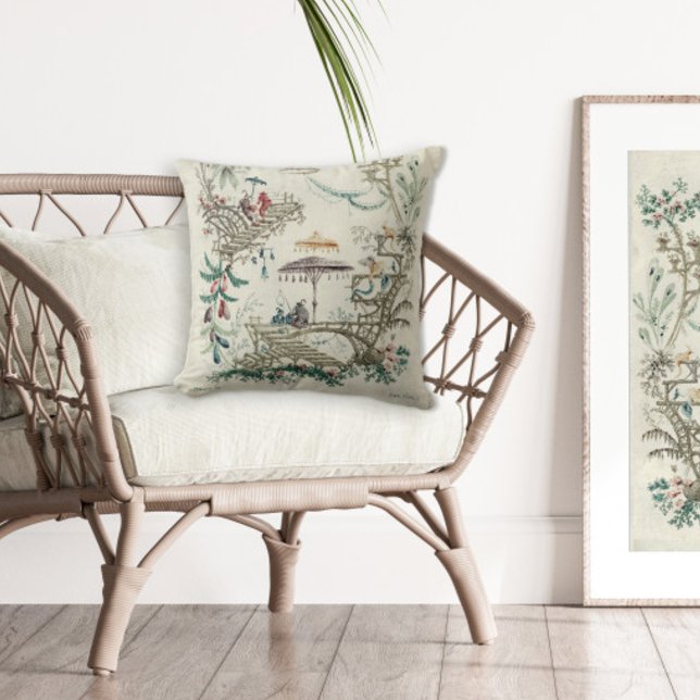 Jean-Baptiste Pillement Vintag Chinoiserie Kunst,  Kissen (Von Creator hochgeladen)