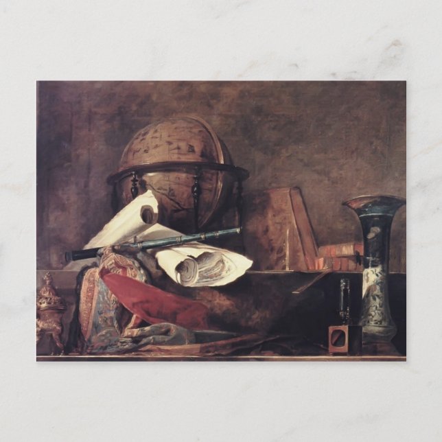 Jean Chardin - Die Attribute der Wissenschaften Postkarte (Vorderseite)