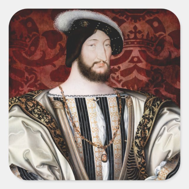 Jean Clouet - Francois I, König von Frankreich Quadratischer Aufkleber (Vorderseite)