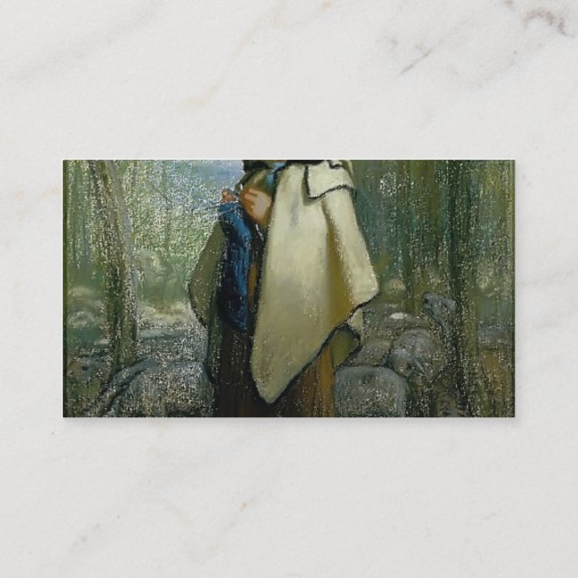 Jean-Francois-Hirse der strickende Shepherdess Visitenkarte (Rückseite)