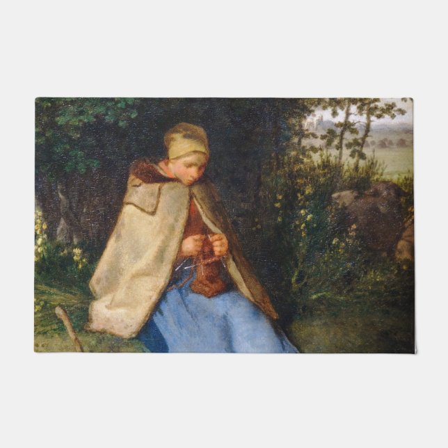 Jean-Francois Millet - Das Knitter Fußmatte (Vorderseite)