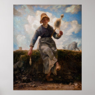 Jean-Francois Millet - Das Spinnermädchen Poster