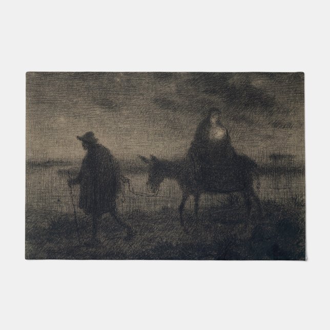 Jean-Francois Millet - Der Flug nach Ägypten Fußmatte (Vorderseite)