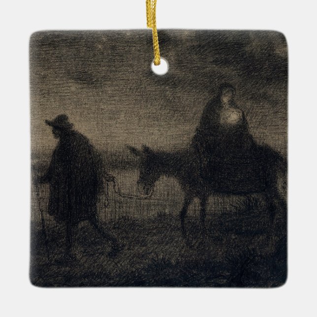 Jean-Francois Millet - Der Flug nach Ägypten Keramikornament (Vorderseite)