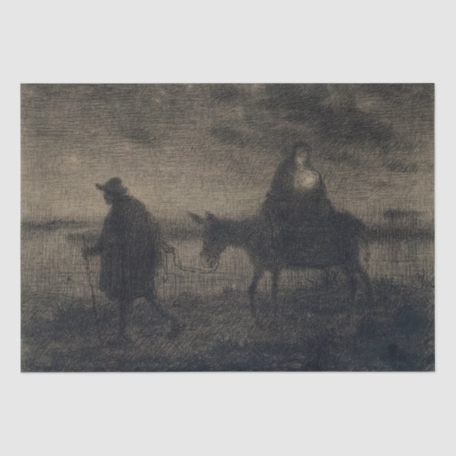 Jean-Francois Millet - Der Flug nach Ägypten Seidenpapier (Vorderseite)