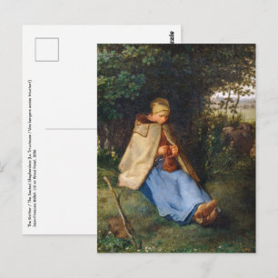 Jean-Francois Millet - Die Strickerin Postkarte