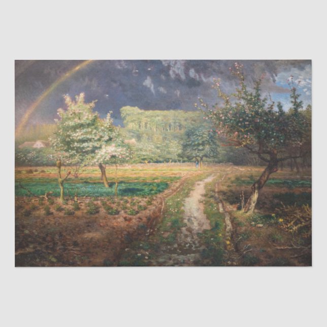 Jean-Francois Millet - Frühjahr in Barbizon Seidenpapier (Vorderseite)