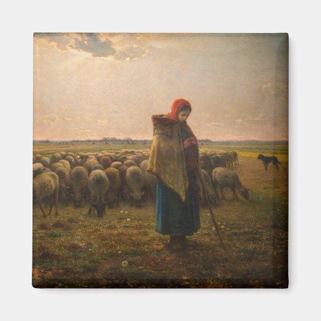 Jean-Francois Millet - Hirdess and Flock 1863 Magnet (Vorne)