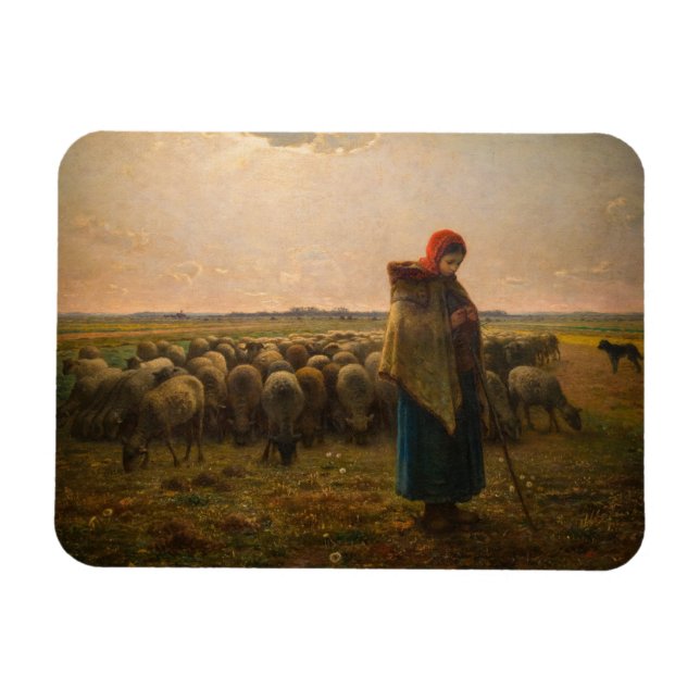 Jean-Francois Millet - Hirdess and Flock 1863 Magnet (Horizontal)