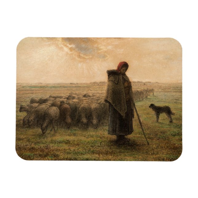 Jean-Francois Millet - Hirdess and Flock 1865 Magnet (Horizontal)