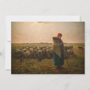 Jean-Francois Millet - Hirtin und Herde 1863 Einladung