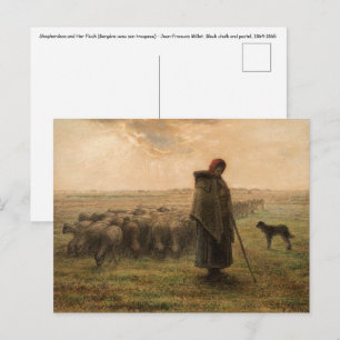 Jean-Francois Millet - Schäferin und Herde 1865 Postkarte
