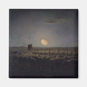 Jean-Francois Millet - Sheepfold, Mondlicht 1860 Magnet