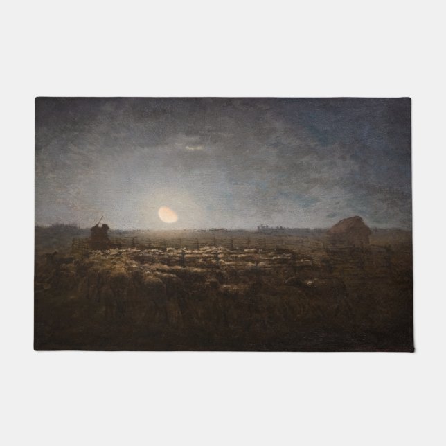 Jean-Francois Millet - Sheepfold, Mondlicht 1872 Fußmatte (Vorderseite)