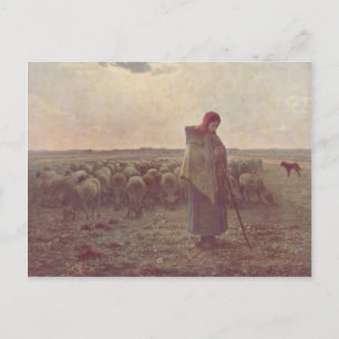 Jean-Francois Millet-Shepherdess Postkarte