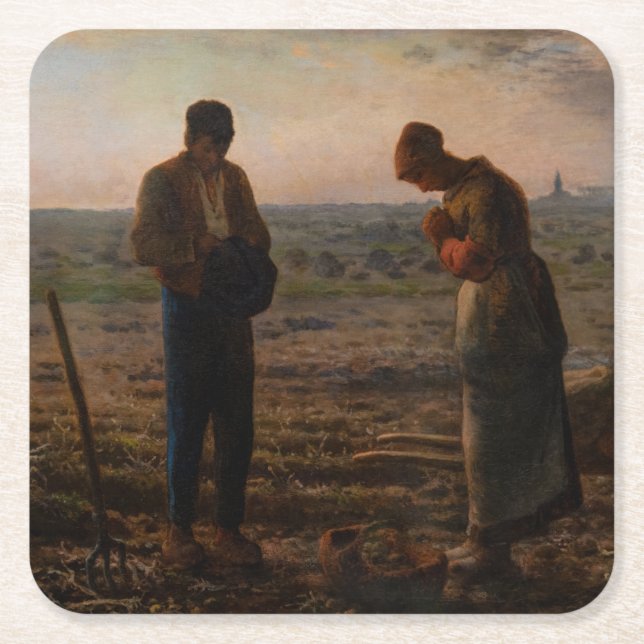 Jean-Francois Millet - The Angelus Rechteckiger Pappuntersetzer (Vorderseite)