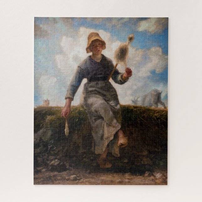 Jean-Francois Millet - The Spinner Girl (Vertikal)