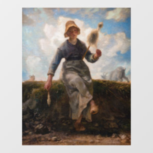 Jean-Francois Millet - The Spinner Girl Fensteraufkleber