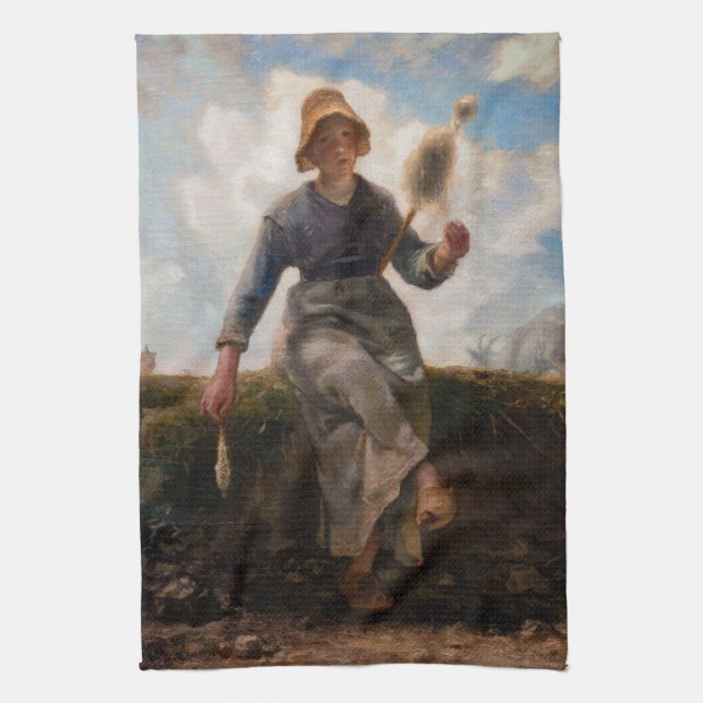 Jean-Francois Millet - The Spinner Girl Geschirrtuch (Vertikal)