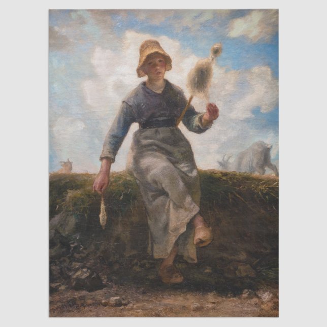 Jean-Francois Millet - The Spinner Girl Seidenpapier (Von Creator hochgeladen)