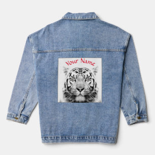 JEAN JACKET NOM PERSONNALISÉ TIGRE NOIR ET BLANC