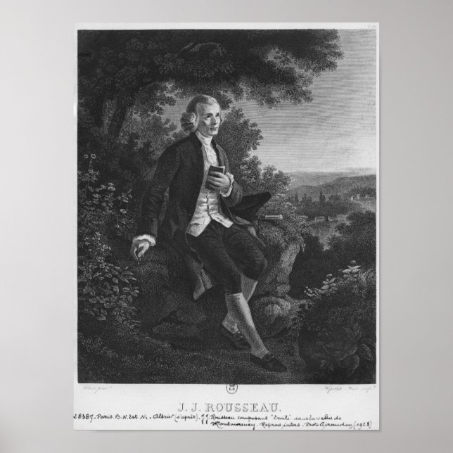 Jean-Jacques Rousseau komponiert "Emile" Poster (Vorne)