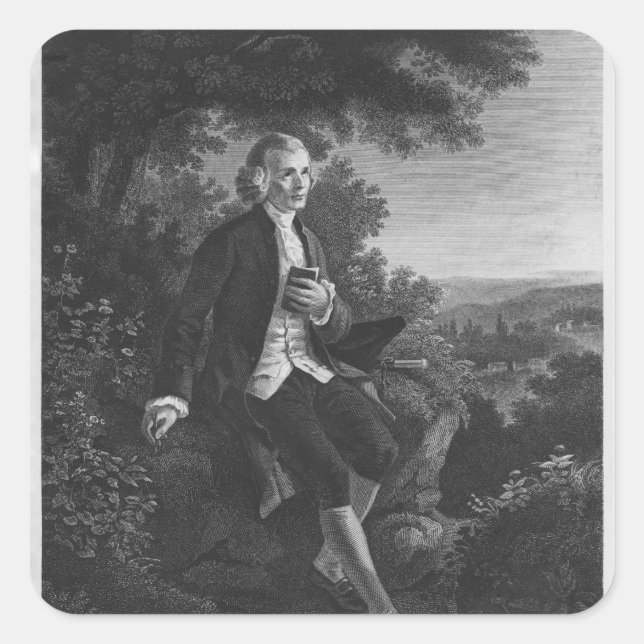 Jean-Jacques Rousseau komponiert "Emile" Quadratischer Aufkleber (Vorderseite)