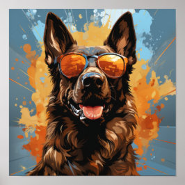 Jean-Leandro, der belgische Malinois essen einen D Poster