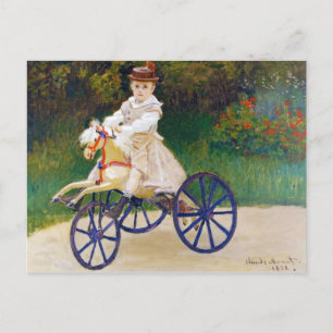 Jean Monet auf einem Mechanischen Pferd Claude Mon Postkarte